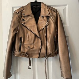 Old gold faux leather cropped jacket!